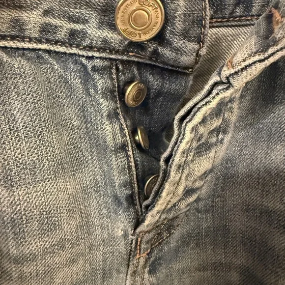 LOFT Light Blue Distressed Button Fly Boyfriend Jeans - Picture 9 of 12